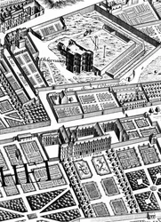 Het observatorium, detail van het Plan van Parijs, bekend als het Plan de Turgot, gegraveerd door Claude Lucas, 1734-39 gravure (detail)